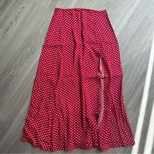 Reformation Zoe Red Polka Dot Midi Skirt